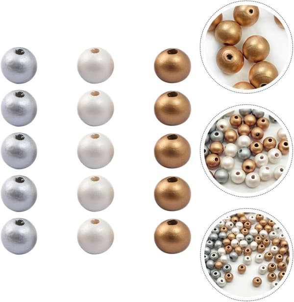 300 stk. DIY treperlesett 12 mm rund form i sølv, gull og perlefarger