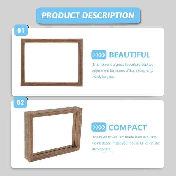 8 tums rektangulär fotoram i glas, dubbelsidig glasbordsram