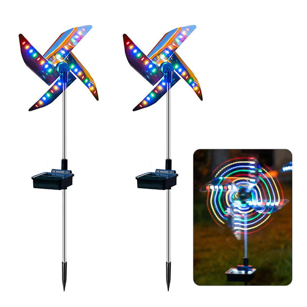 2kpl Solar Light Windmill Ornament Wind Spinners Peacock