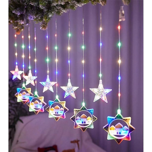 Ramadan-valoköynnös Tähti Kuu Led-verhoketju Eid-koriste