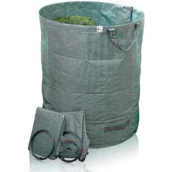 Haveposer Sæt af 3 272l - Havepose 4 Håndtag Ekstra Robust + Foldbar, Selvstående Posebeholder til Græs, Blade, Haveaffald, Grønt Klip