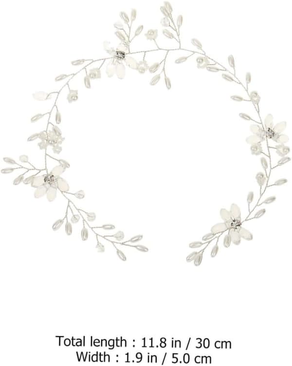 Brude- og krystallhodebånd Hårtilbehør til bryllup Håndlaget blomsterdesign Elegant hårstykke