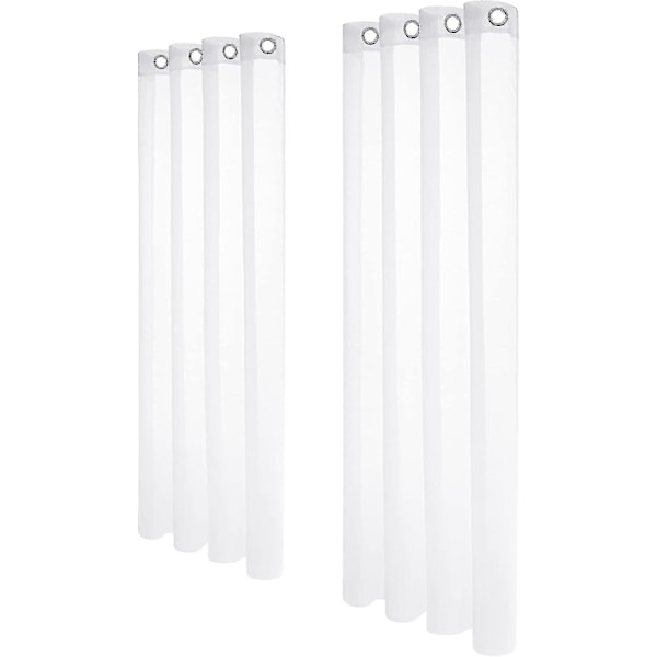 Set med 2 vita voilegardiner med öljetter, barngardin voile fönster 140x180cm-yuhao