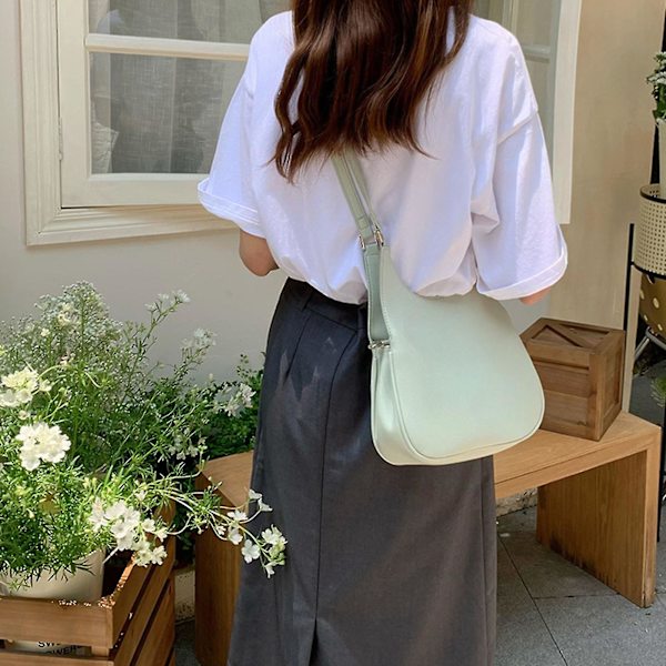 Trendy Litchi Mønster Underarm Taske Skuldertaske Læder Crossbody Taske All-match Green