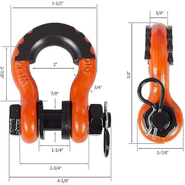 Lanker 3/4 Tommer D-Ring Lanker (2-pakning) 45 000 lb Bruddstyrke Med 7/8 Tommer Pin, Isolator Og Vask