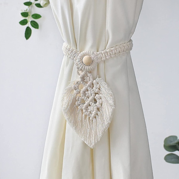 Blad Tassel Gardinbinder, Bohemian Tassel Tieback Håndvævet Bomuld Gardinbinder