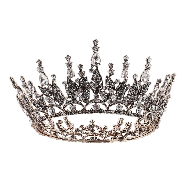 Queen Crown för kvinnor, strass bröllopskrona, svart tiara kostym festtillbehör