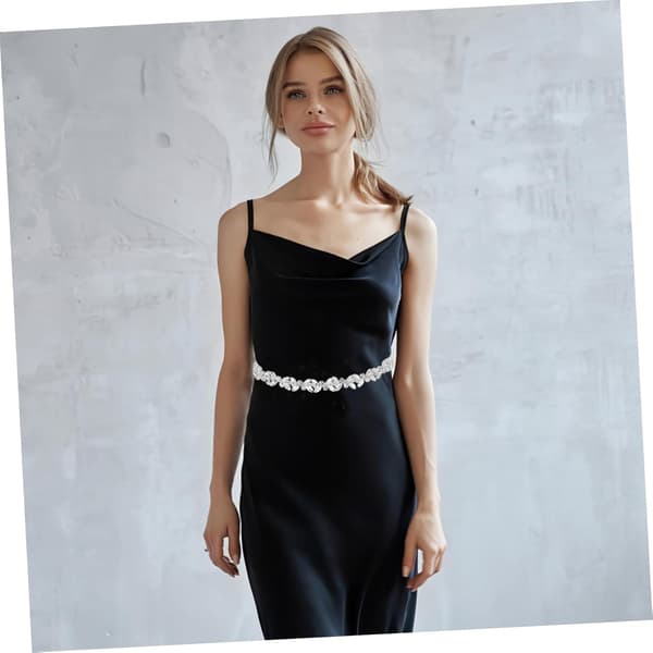 Rhinestone bryllupsbelte med satengbånd Elegant kjole tilbehør