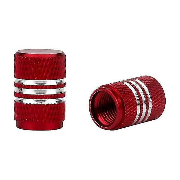 5 st Silver Bil Dammlockar Runt Hjul Aluminium Däckventillock Röda