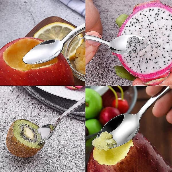 Fruktssked Grapefruktssked Rostfritt Stål Dessertssked Skrapa Serrated Kant 2st