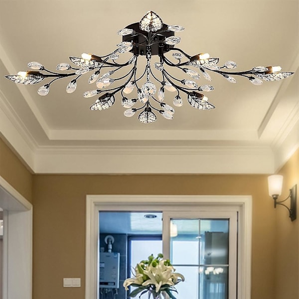 8-armet 80cm taklampe LED krystall flush mount elegant moderne