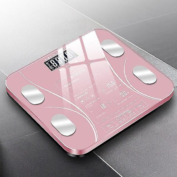 Polaoyi Smart Elektronisk Kroppsfettvåg Badrumsvåg LED App Sammansättningsanalys Bluetooth-anslutning Color Rosa