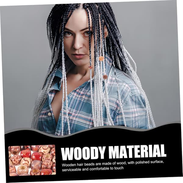 100 st blandade träpärlor för flätor och dreadlocks Dreadlock-tillbehör