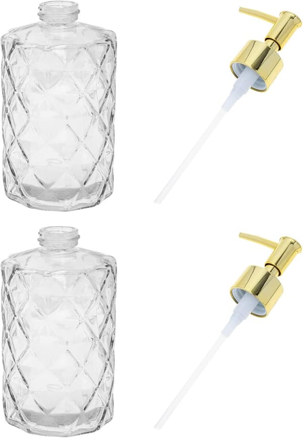 2 st schampoflaskor i glas med god lufttäthet och försegling, 330 ml vardera