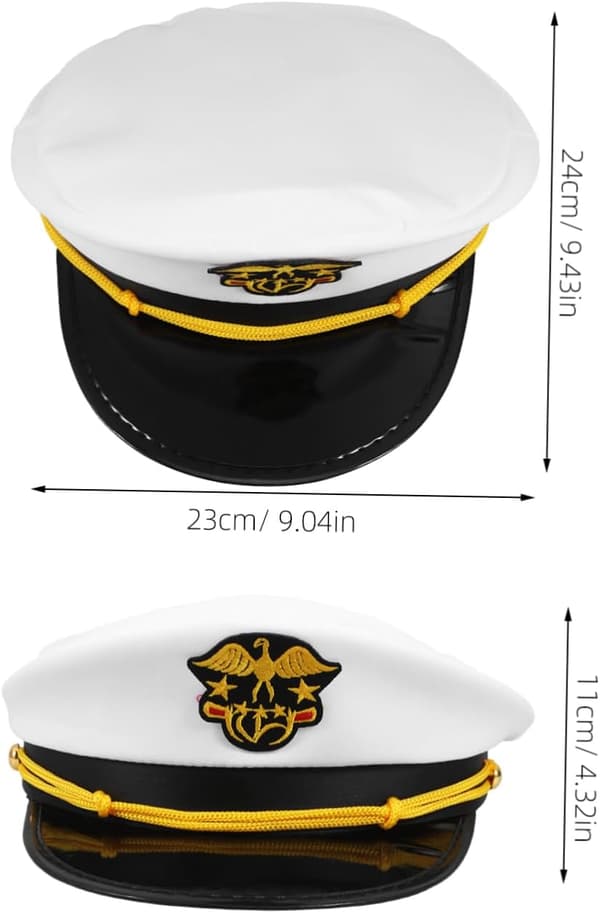 Gutter og jenter Marinehatt Kaptein Cosplay Hatt til fest Brodert design Hodeomkrets