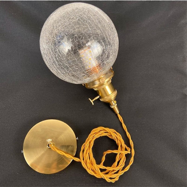 12w Retro Bb Lysekrone Messing Glas Sprækket Lysekrone