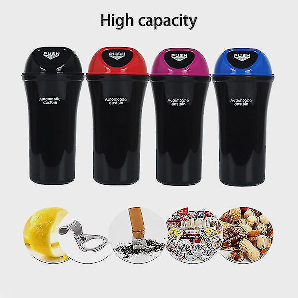 Mini Bil Affaldsspand Tryk-Låg Design Affaldsbeholder Køretøjsdørs Kopholder