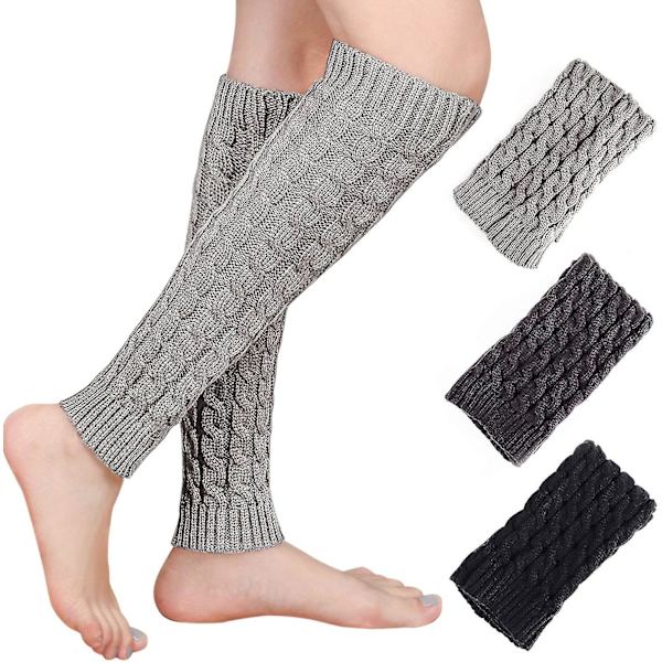 Dame Legwarmere, 3 Par Dame Legwarmere/Tykke Legwarmere Grå-hvit Svart-hvit One-size