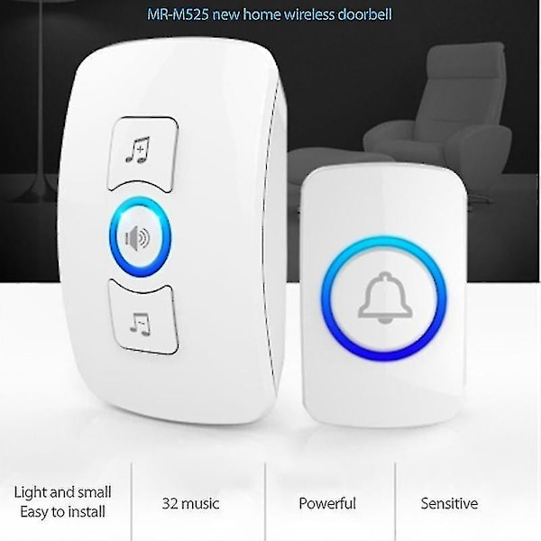 Trådlös Dörrklocka Hem Smart Musik Plug-in Dörrklocka Äldre Pager Med Batteri F51 Enknapp Med Batteri Välkommen Vän
