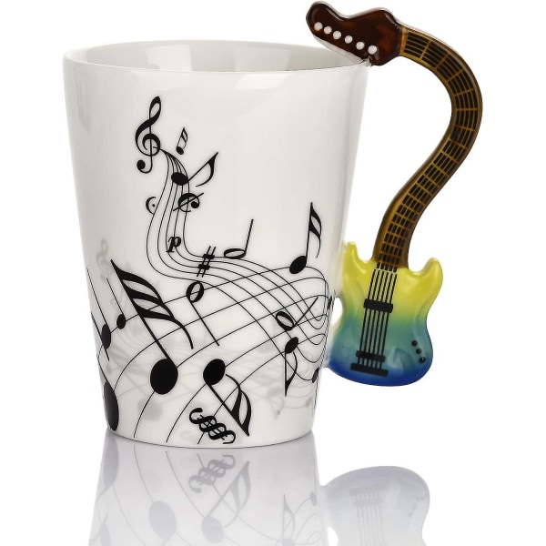 12,9 oz guitar krus musik note kaffe krus Keramisk guitar musik kop krus til guitar spillere Musikere, rød