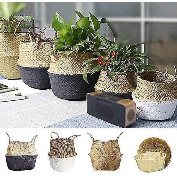 Natural Seagrass Basket -kudotut säilytyslaatikot, kokoontaitettava pyykinistutuskone