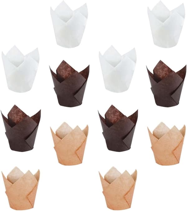 300 st dessertkakformar tulpanformade kakförpackningskoppar papper engångs oljesäkra