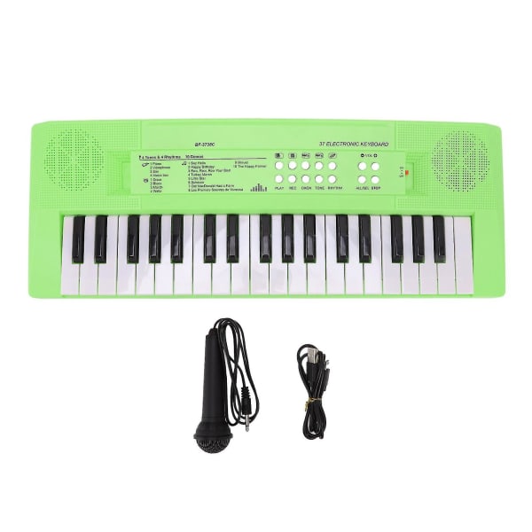Elektronisk Klaver Keyboard Børn 37 Taster Keyboard Klaver Uddannelsesmæssigt Legetøj Med Mikrofon Gul Green