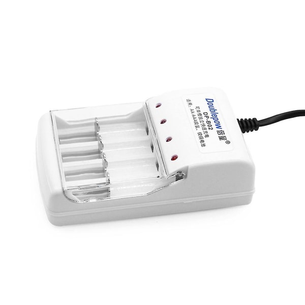 Praktisk 4-spor batterilader for AA, AAA og Li-ion batterier