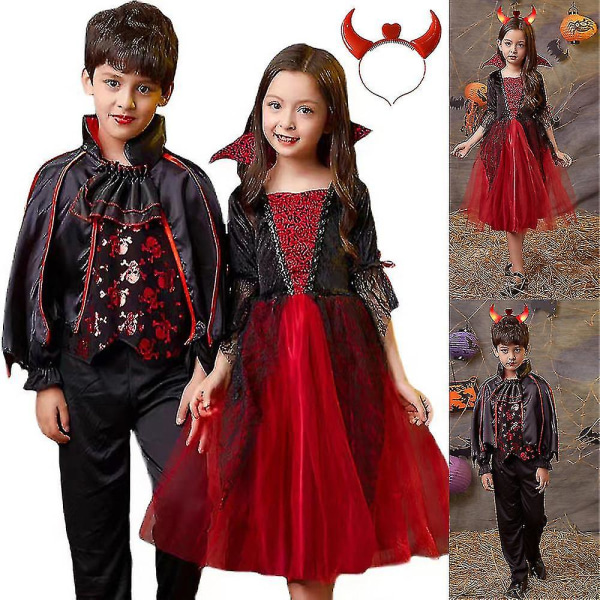 Barnkostym Gothic Fancy Up With Headwear Pojkar Skjortor Byxor Set Girls Tulle Dre 4-5 Years Girls