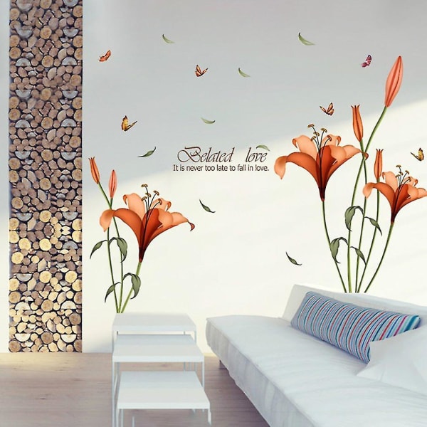 Vakker Lily Flower Flyttbare Pvc DIY Wall Decals-klistremerke