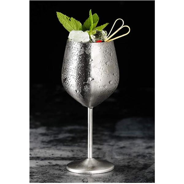 2 stk Sølv Rustfrit Stål Vinglas Goblet 500ml