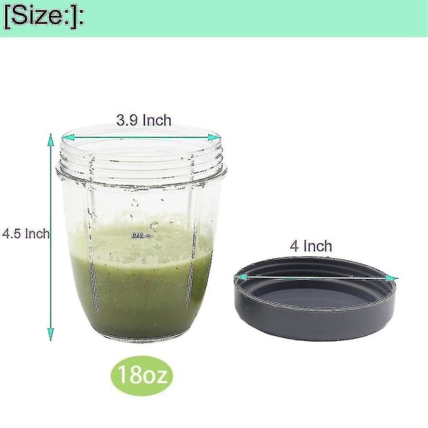 Blenderkopper og flate lokk - erstatningsdeler kompatible med Nutribullet, 2 stk