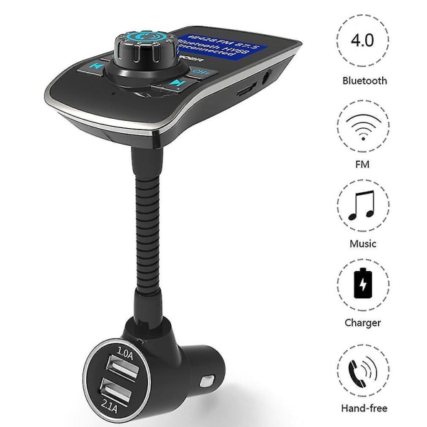 Bluetooth FM-sender Radioadapter USB-lader til bil