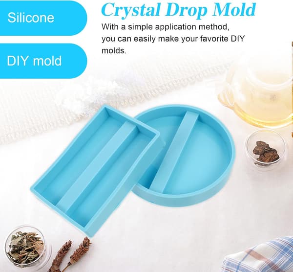 2 stk silikonkrystall dråpe epoksyform for visittkortholder DIY håndverk, displaybrettform