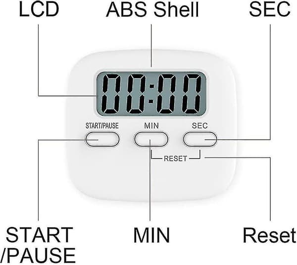 Kjøkkentimer, Digital Kjøkkentimer Magnetisk Nedtelling Stoppklokke Timer