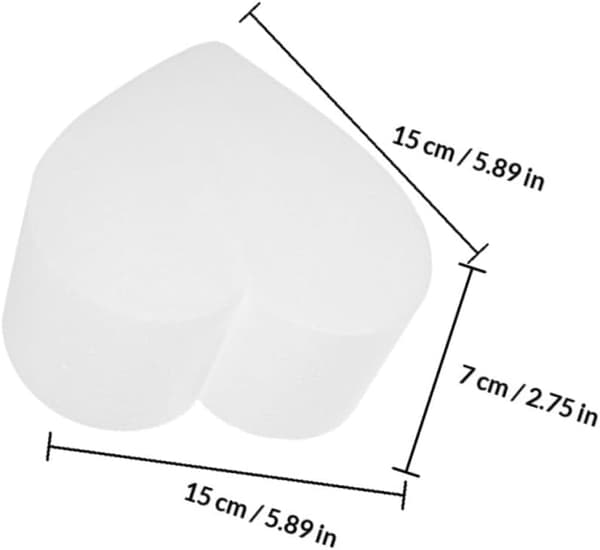2 stk hjerteformet skumkake-dummy Valentinsdag kake-topper hvitt polystyrenmateriale
