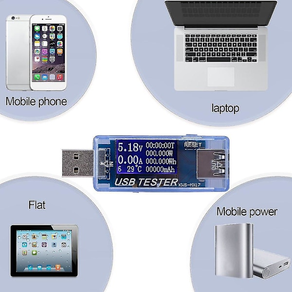 USB Multifunktionell Testare 0-99999mAh Kapacitet 0-150W Effekt