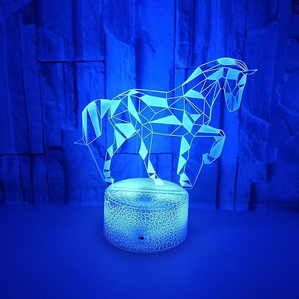 3D Hest Natlampe 7 Farver LED Bordlampe USB Oplader