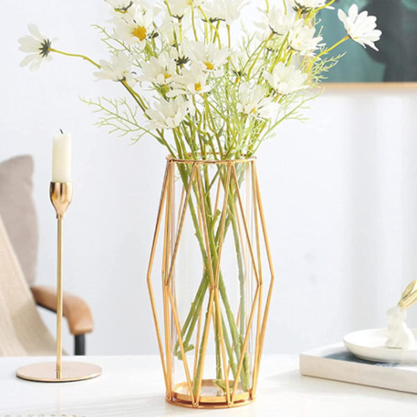 Guldvas, dekorationer för vardagsrum Vas för blommor och växter A