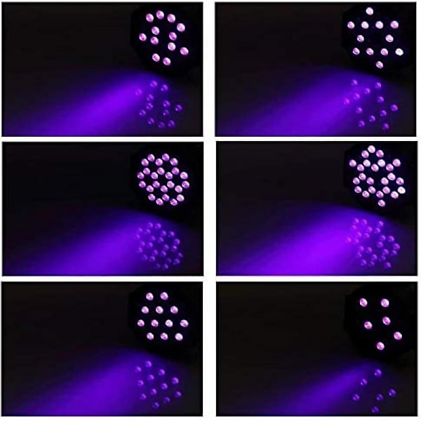 LED-strobelys for scene med 36W UV-svartlys, 36 LEDer