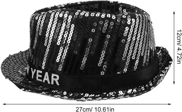Glitter Paljett Jazzhatt: Nyttårs Glitrende Fedora - Fest Disco Hodeplagg