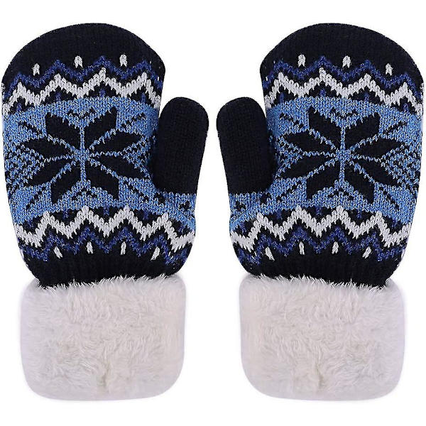 Vinterhandskar Tjocka Snöflinga Barnhandskar Plysch Stickade Vantar Varma Mjuka Skyddande Handskar Vinter Utomhus