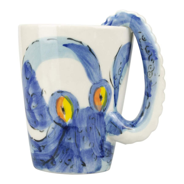 3D Kaffeekop, Håndlavet Håndmalet Kreativ Kunstkop Keramisk Mælkekop Rejsekop Havblæksprutte