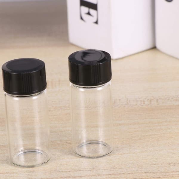 Högtransparens 5 ml glasflaskor med gängad kork, 20-pack förvaringsflaskor för labb