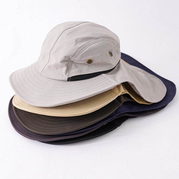 Fiskehatt Solhatt Vikbar UV-skydd Bred Brätte Nackklaff Fiskehatt För Sommar Vandring Strand Fiske Khaki