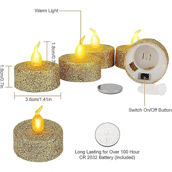 12 LED-ljus, Flammlösa LED-ljus, Realistiska Påskblinkande Batteridrivna Elektriska LED-ljus