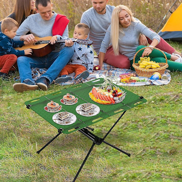 Picknickbord i aluminium, hopfällbart utomhusbord, mångsidigt bord för grillning i trädgården, hopfällbart bord för camping, S Green