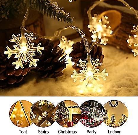 2pk Julelys Snøflak 20ft 40 LED 2 Moduser