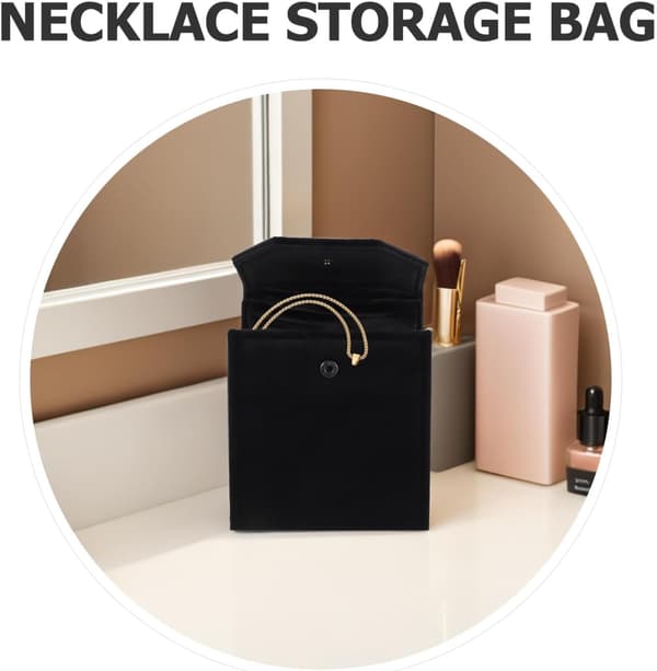 Smykkeopbevaringspose Mini Rejsetaske Trykknap til Halskæde Armbånd Øreringe Opbevaring Foldbart Design