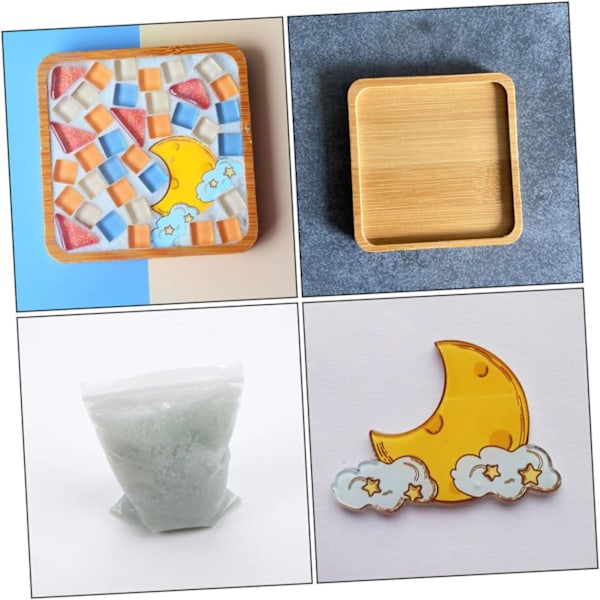 DIY Mosaikunderlägg Kit Fyrkantigt Handgjort Hantverksmaterial Set för Pojkar och Flickor Vuxna